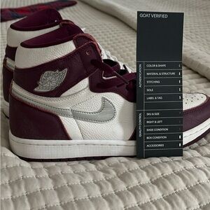Nike Jordan Burgundy and White High-Top Sneakers